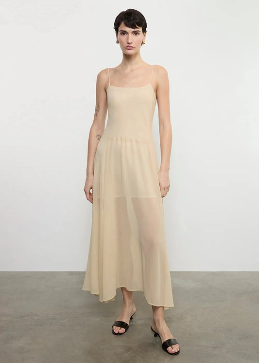 Enza Costa Japanese Yoryu Chiffon Dress in Blonde