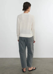Enza Costa Linen Open Knit Crewneck Sweater