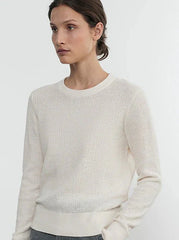 Enza Costa Linen Open Knit Crewneck Sweater