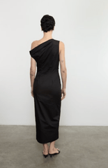 Enza Costa Poplin Sculptured Dress in Black