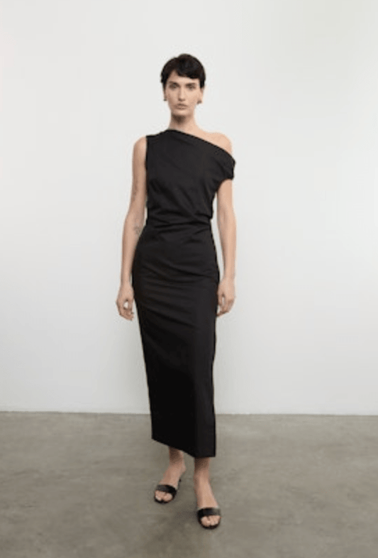 Enza Costa Poplin Sculptured Dress in Black