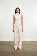Enza Costa Relaxed Straight Leg Jean in Beige