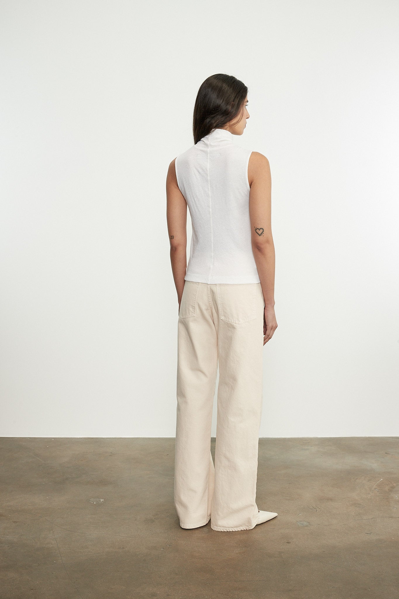 Enza Costa Relaxed Straight Leg Jean in Beige