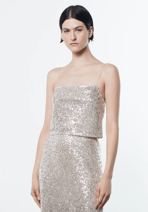 Enza Costa Sequin Cami in Silver