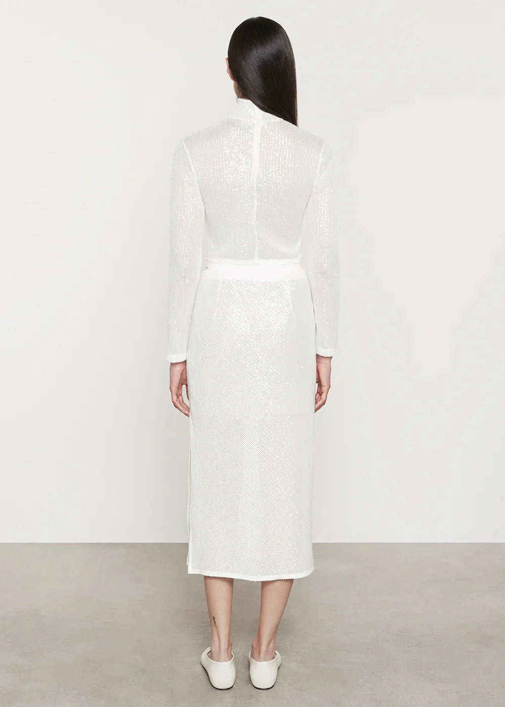 Enza Costa Sequin Skirt in Off White