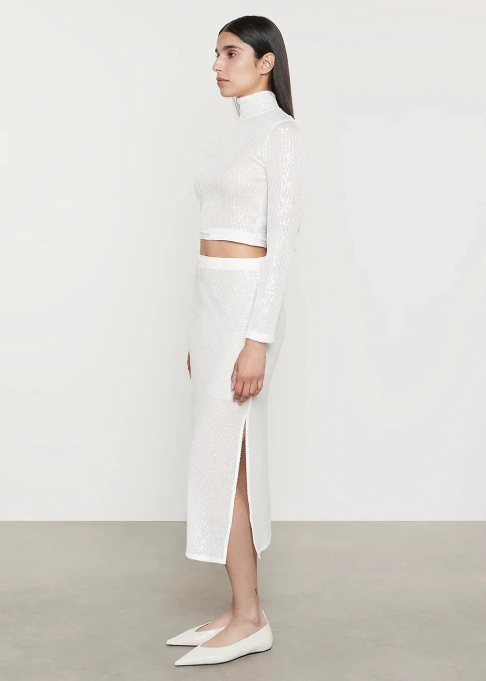 Enza Costa Sequin Skirt in Off White