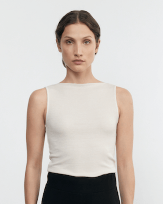 Enza Costa Silk Knit Sleeveless Boatneck Tank