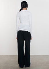 Enza Costa Silk Rib Boatneck Top in Chalk