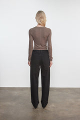 Enza Costa Silk Rib Essential Cardigan in Mushroom