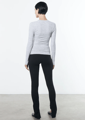 Enza Costa Speckled Rib L/S U in White