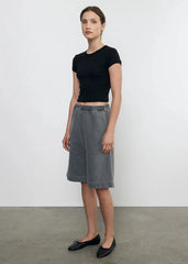 Enza Costa Supima Baby Rib Cropped Tee in Black
