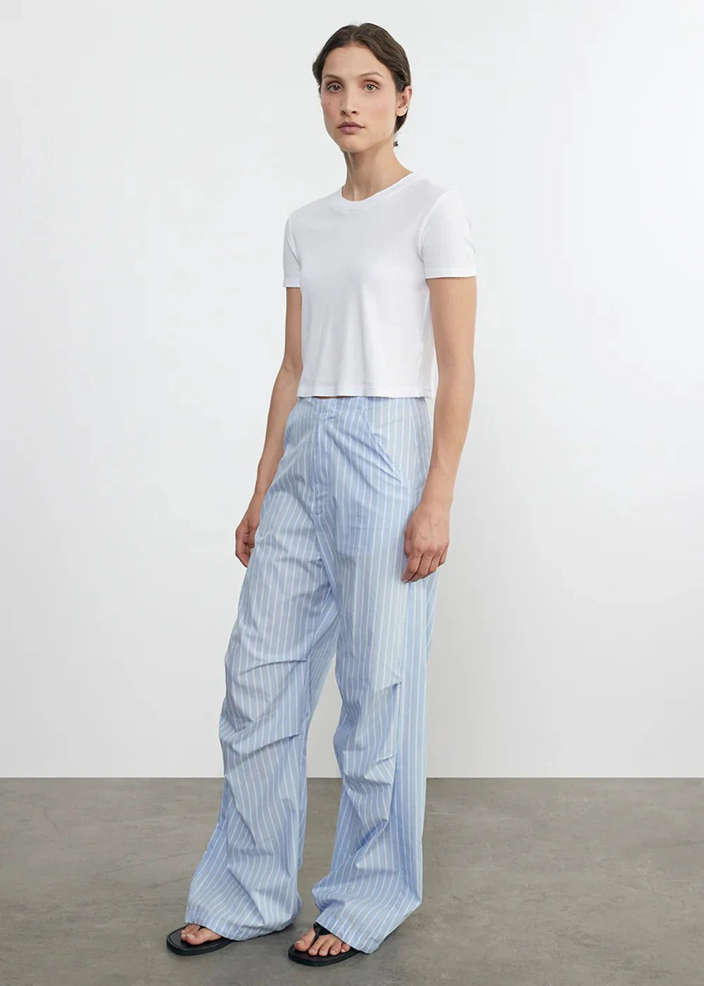 Enza Costa Supima Baby Rib Cropped Tee in White