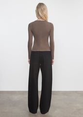 Enza Costa Supima Cotton New Classic L/S Tee in Mushroom