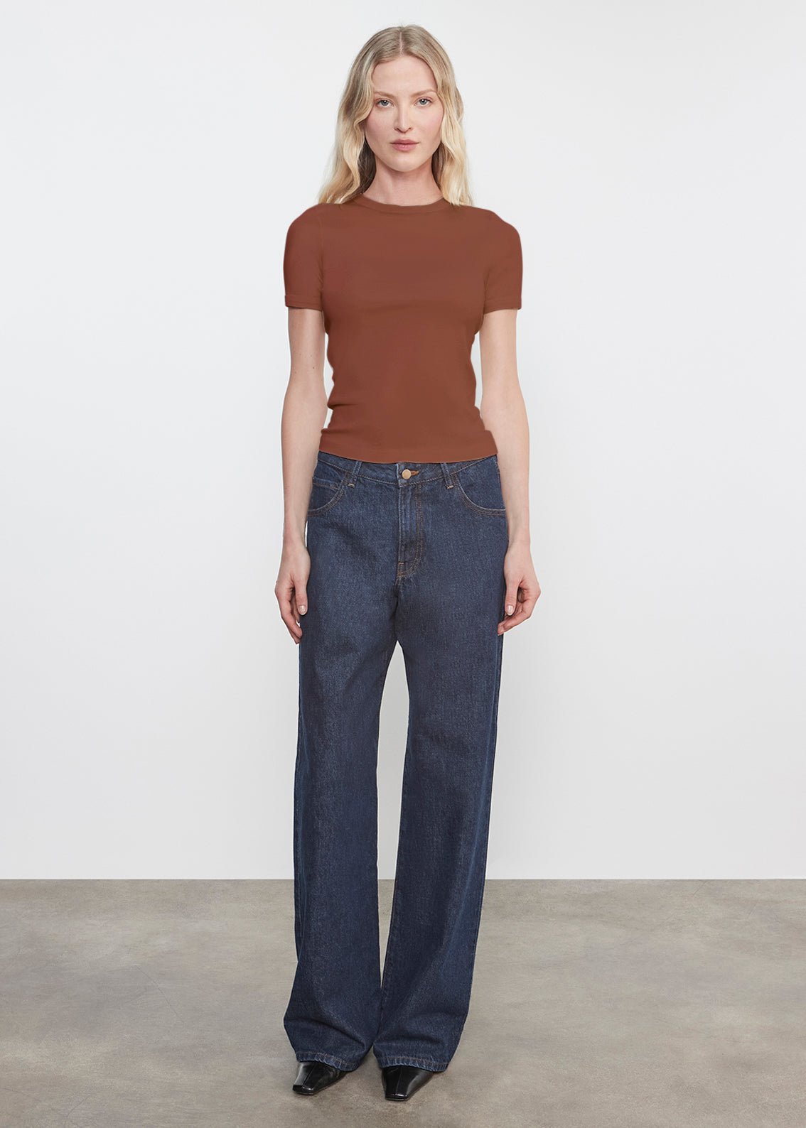 Enza Costa Supima Cotton New Classic S/S Tee in Nutmeg