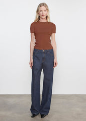 Enza Costa Supima Cotton New Classic S/S Tee in Nutmeg