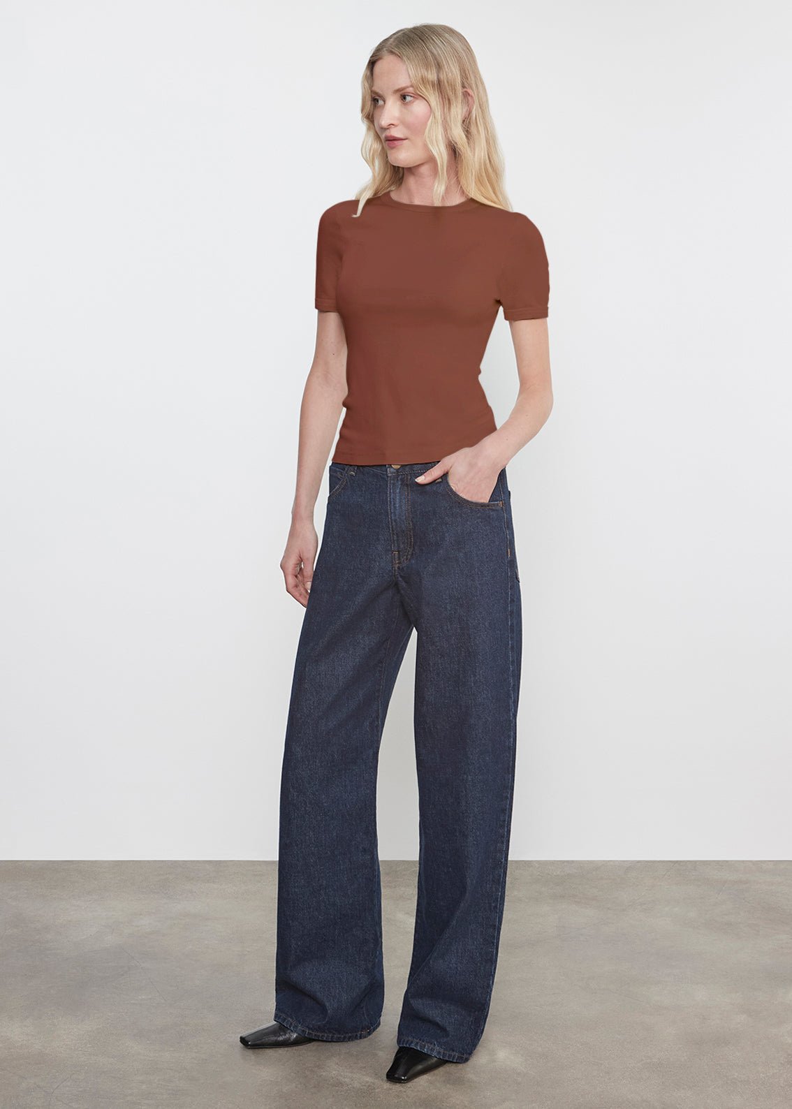 Enza Costa Supima Cotton New Classic S/S Tee in Nutmeg