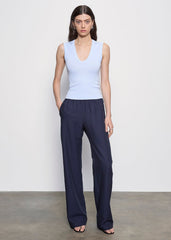 Enza Costa Supima Cotton Sleeveless V in Pale Blue