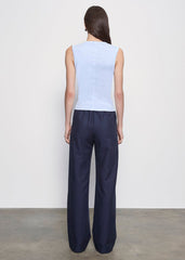 Enza Costa Supima Cotton Sleeveless V in Pale Blue