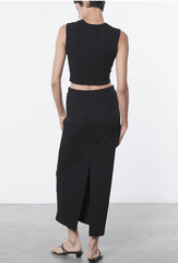 Enza Costa Textured Jacquard Cropped Tank in Black