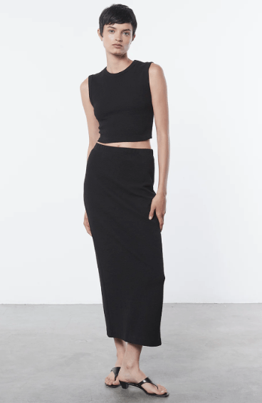 Enza Costa Textured Jacquard Skirt in Black