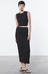 Enza Costa Textured Jacquard Skirt in Black