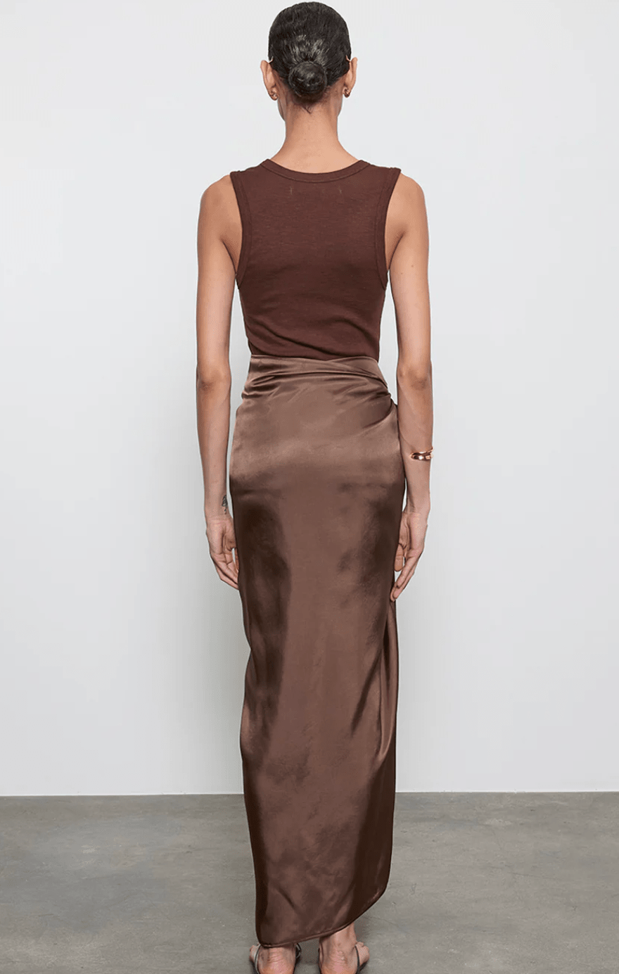 Enza Costa Textured Rib Sleeveless U in Chocolate