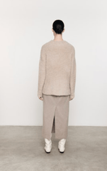 Enza Costa Wool Feather Oversized Crew in Stone