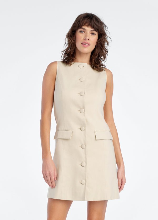 Favorite Daughter The Cece Linen Dress in Light Khaki