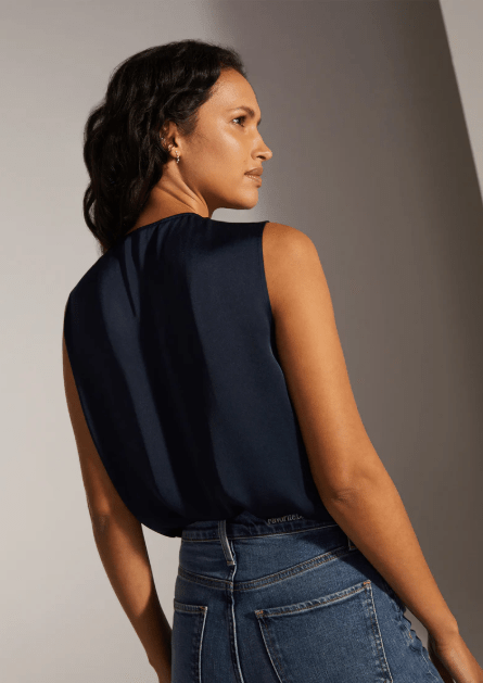 Favorite Daughter The Sleeveless Date Blouse in Navy