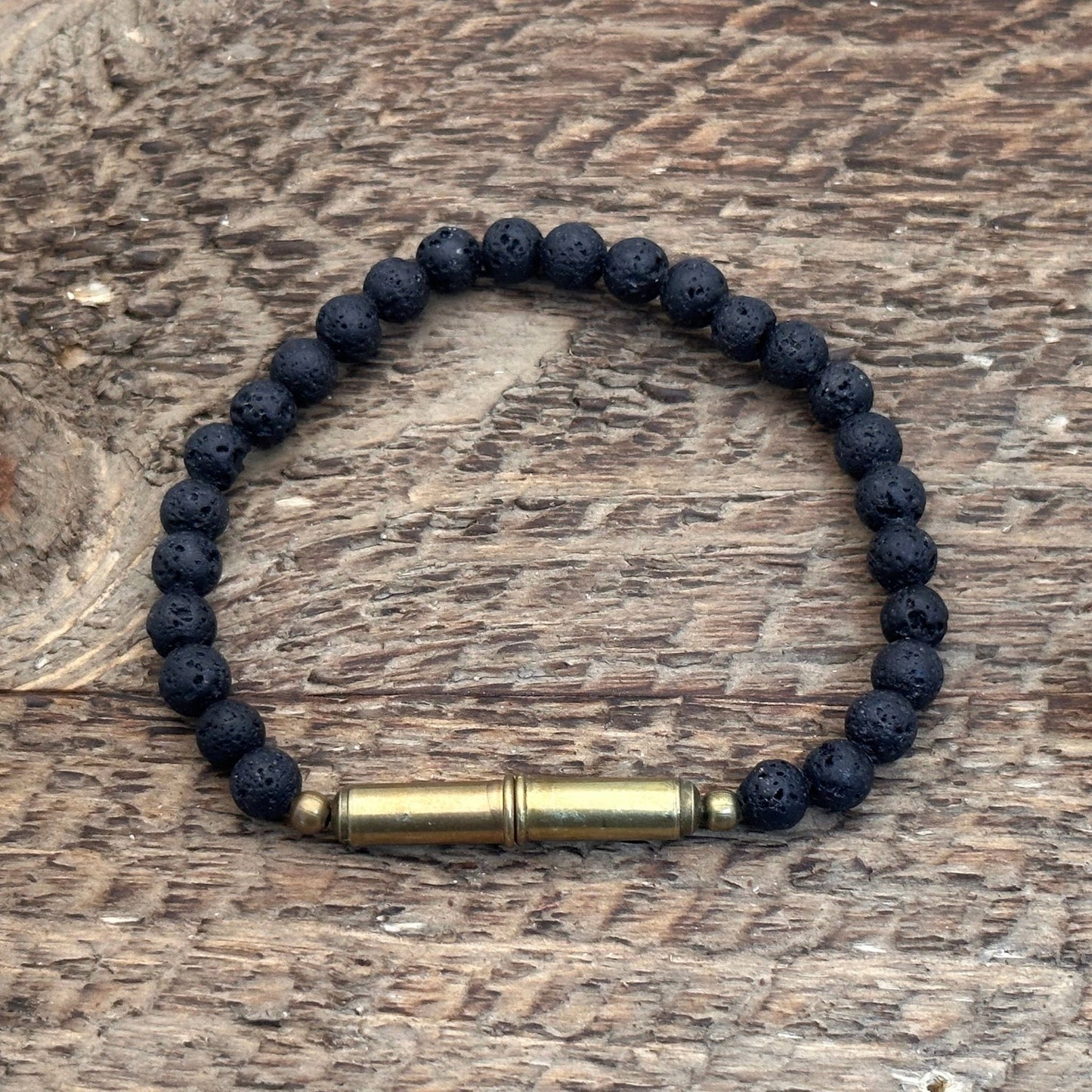 Flint Beaded Single Bracelet: Brass Snake / Large