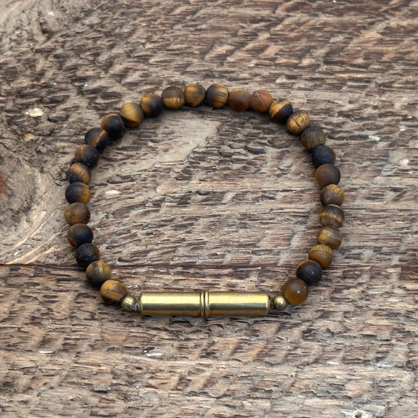 Flint Beaded Single Bracelet: Brass Snake / Large