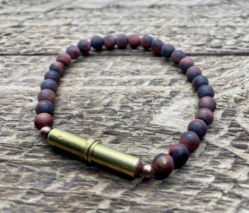Flint Beaded Single Bracelet: Brass Snake / Large