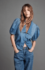 Frame Denim Sailor Blouse in Starlet