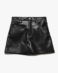 Frame High N Tight Recycled Leather Skirt in Noir