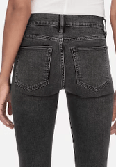 Frame Le High Flare Side Slit in Obsidian Clean