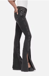 Frame Le High Flare Side Slit in Obsidian Clean