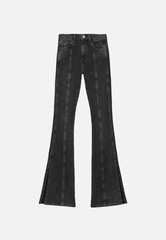 Frame Le High Flare Side Slit in Obsidian Clean