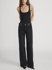 Frame Le Sleek Straight Studded in Meteor