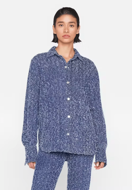 Frame Oversize Shirt in Indigo Boucle