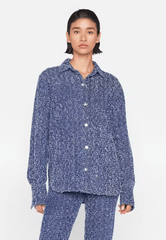 Frame Oversize Shirt in Indigo Boucle