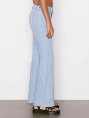 Frame Pintuck Low Rise Flare in Vanderbilt