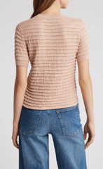 Frame Smocked Silk Sweater in Peony