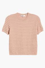 Frame Smocked Silk Sweater in Peony