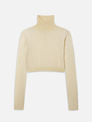 Frame The Cropped Fitted Turtleneck in Butter