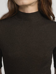 Frame The Lurex Mock Neck Tee in Americano