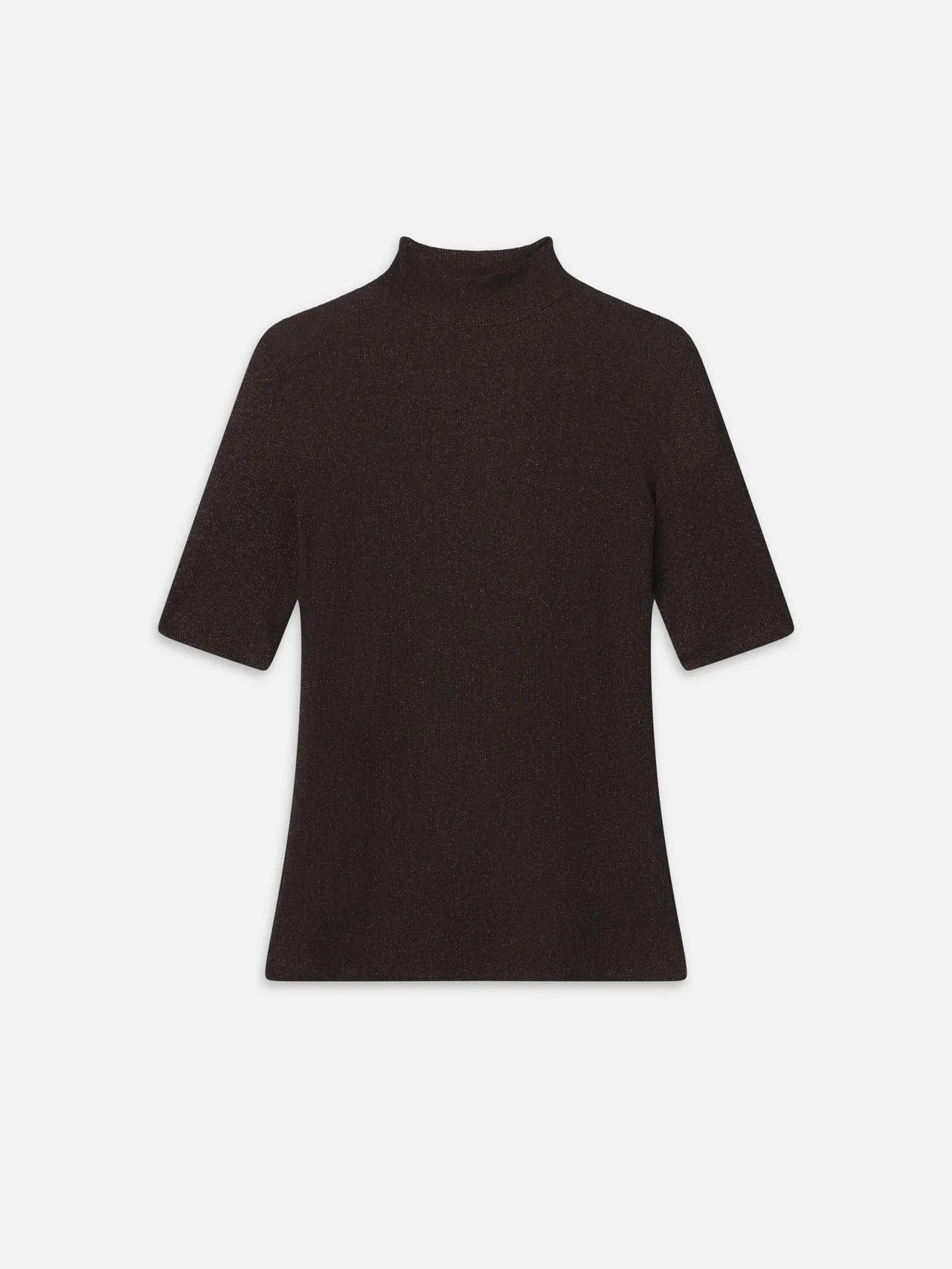 Frame The Lurex Mock Neck Tee in Americano