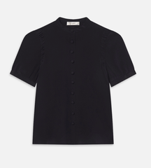 Frame The Silk Gathered Top in Navy