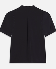 Frame The Silk Gathered Top in Navy