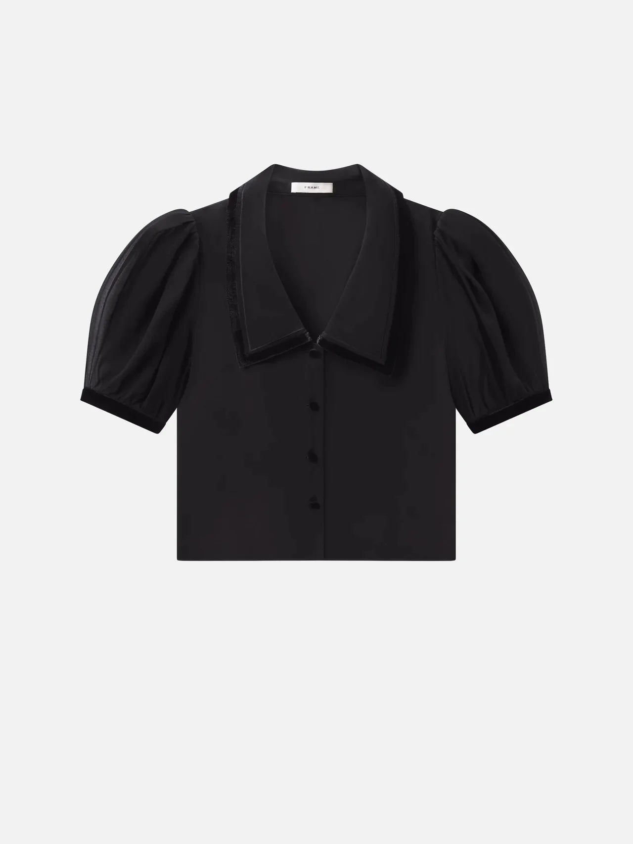 Frame The Velvet Trim Sailor Blouse in Black