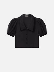 Frame The Velvet Trim Sailor Blouse in Black